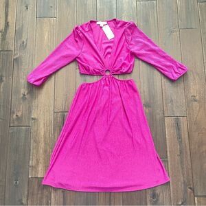 Monteau Bright Pink Cutout Cropped Midi Dress Jr. M NWT